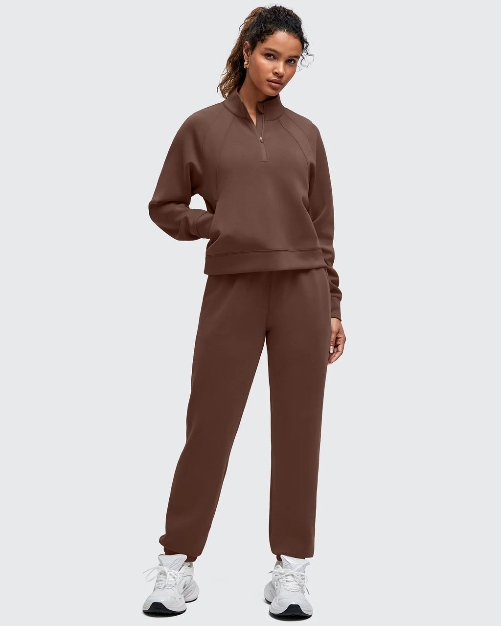 Smoofit Half-Zip Pullover Mock Neck Pockets Sweatshirts