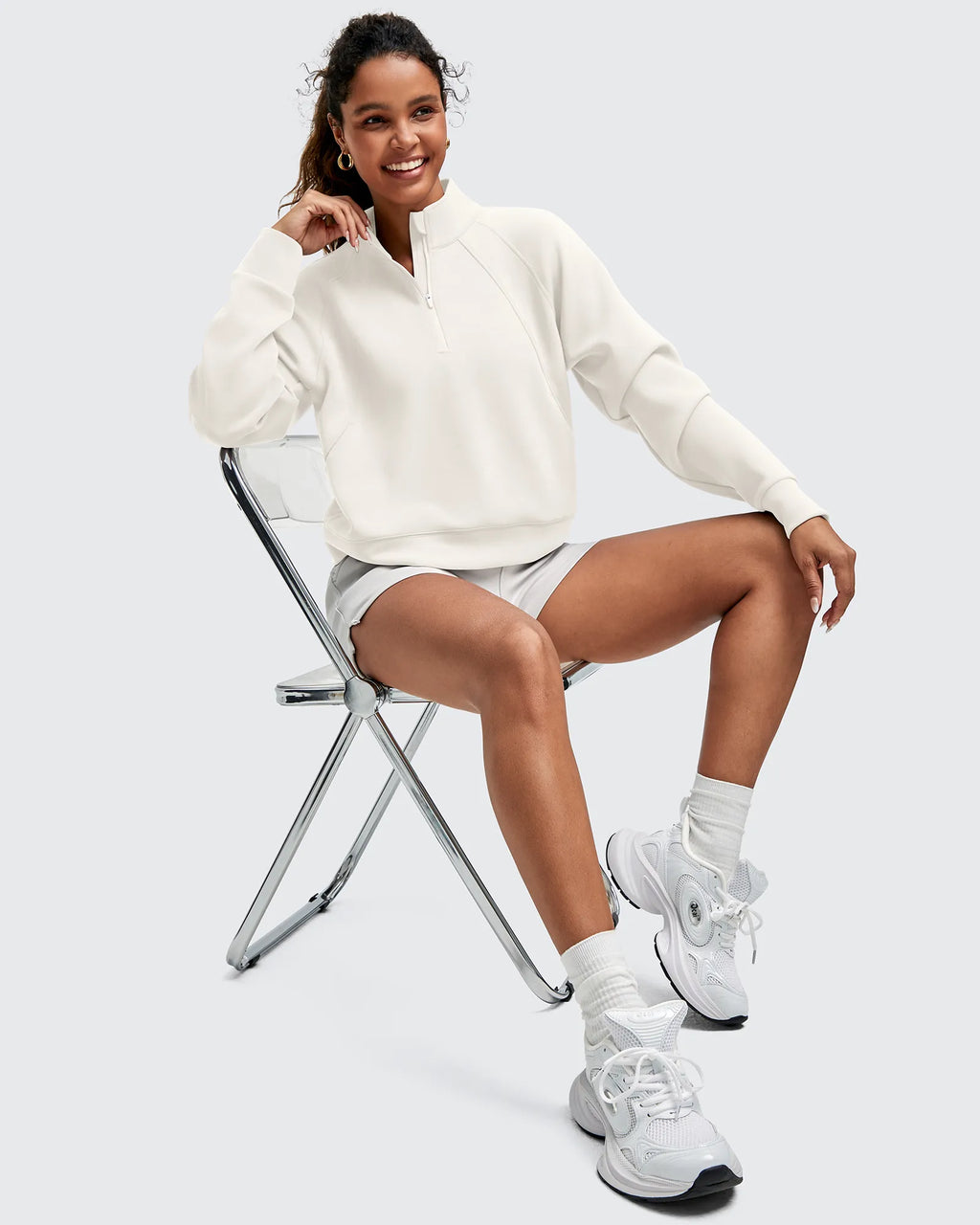 Smoofit Half-Zip Pullover Mock Neck Pockets Sweatshirts