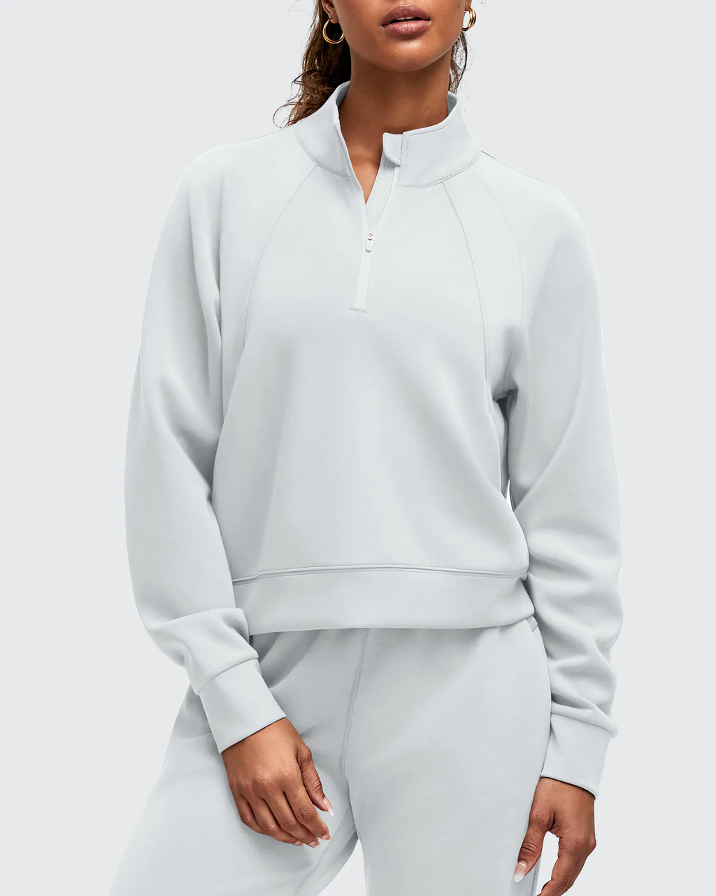 Smoofit Half-Zip Pullover Mock Neck Pockets Sweatshirts