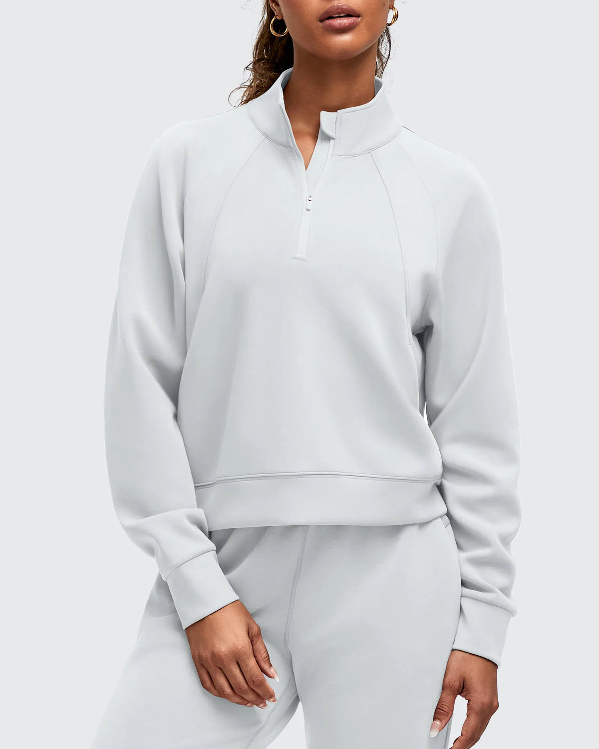 Smoofit Half-Zip Pullover Mock Neck Pockets Sweatshirts