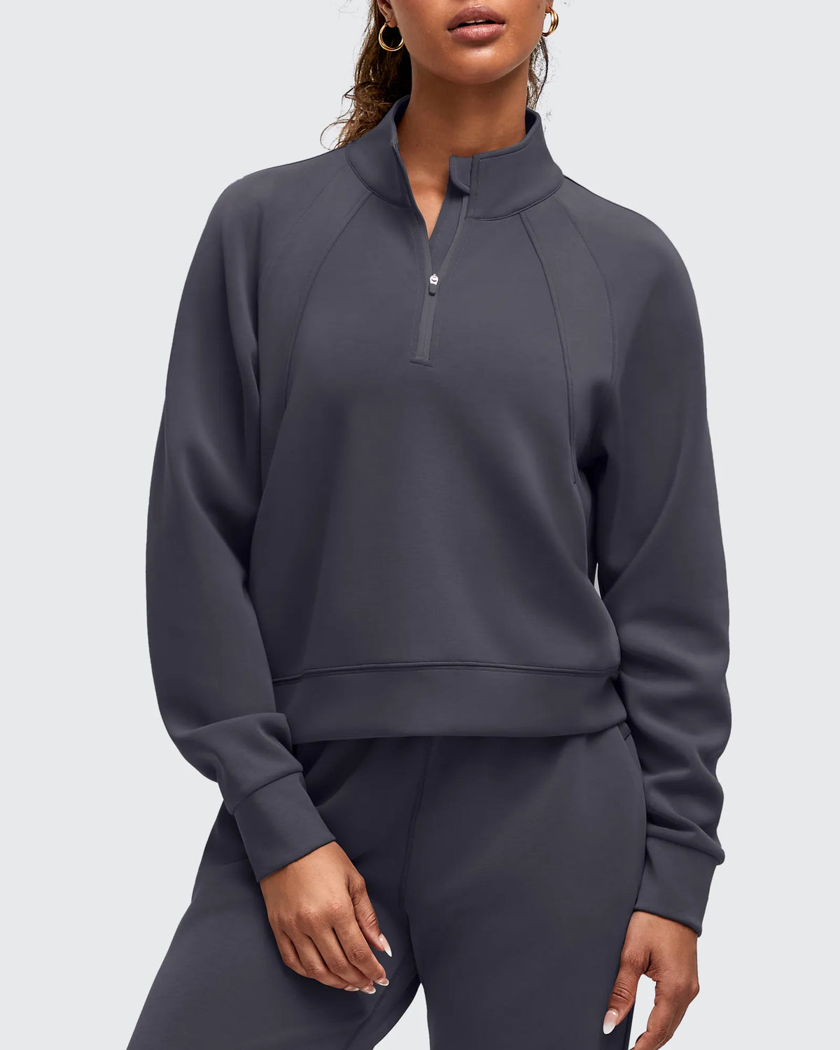 Smoofit Half-Zip Pullover Mock Neck Pockets Sweatshirts