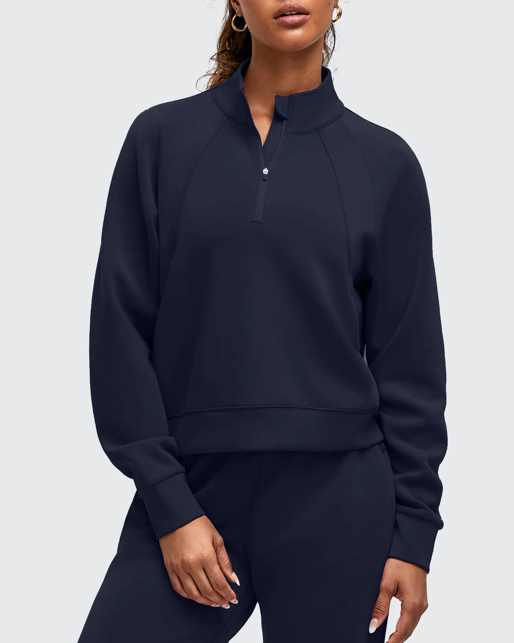 Smoofit Half-Zip Pullover Mock Neck Pockets Sweatshirts