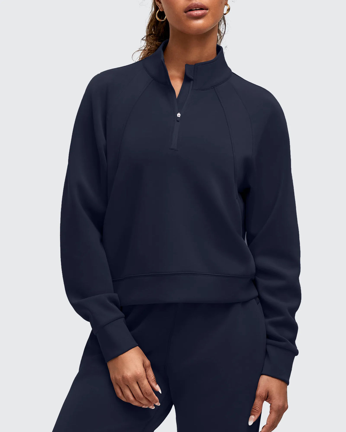 Smoofit Half-Zip Pullover Mock Neck Pockets Sweatshirts