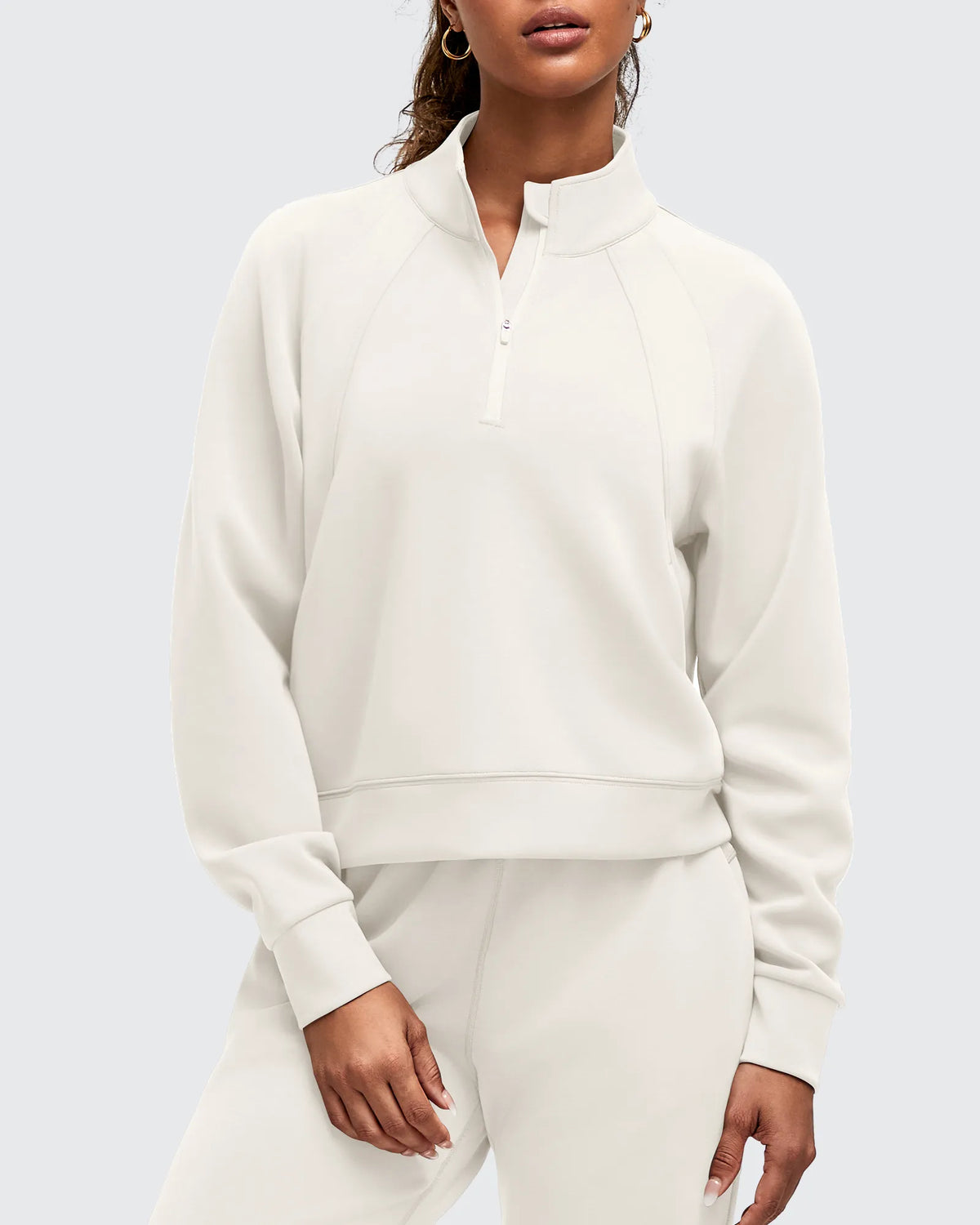 Smoofit Half-Zip Pullover Mock Neck Pockets Sweatshirts