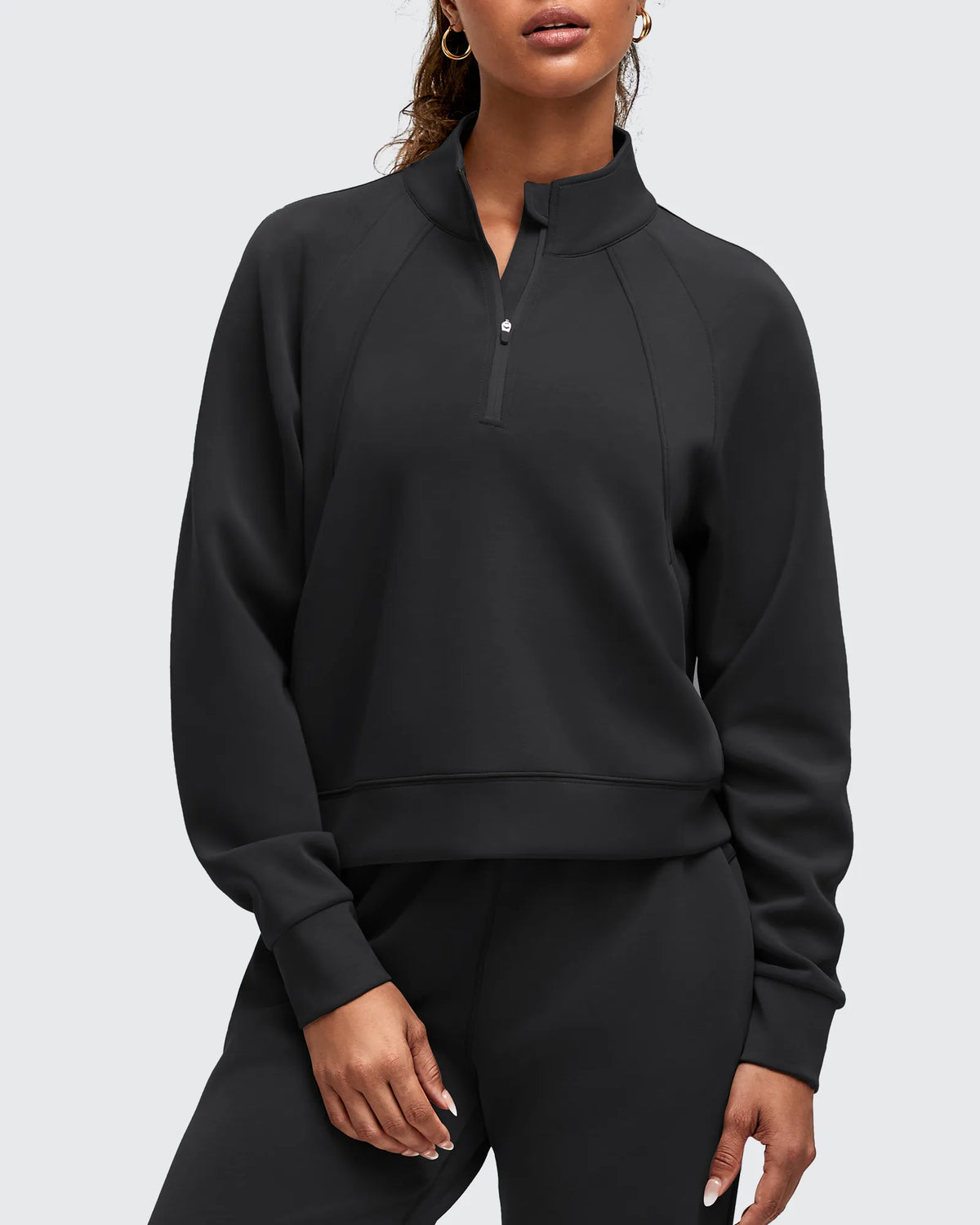 Smoofit Half-Zip Pullover Mock Neck Pockets Sweatshirts