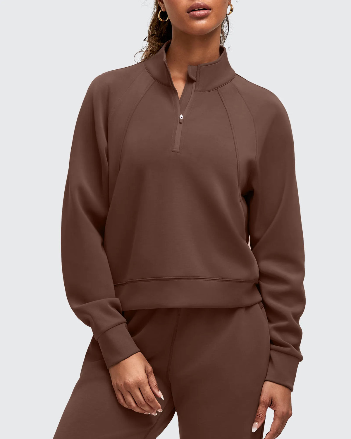 Smoofit Half-Zip Pullover Mock Neck Pockets Sweatshirts