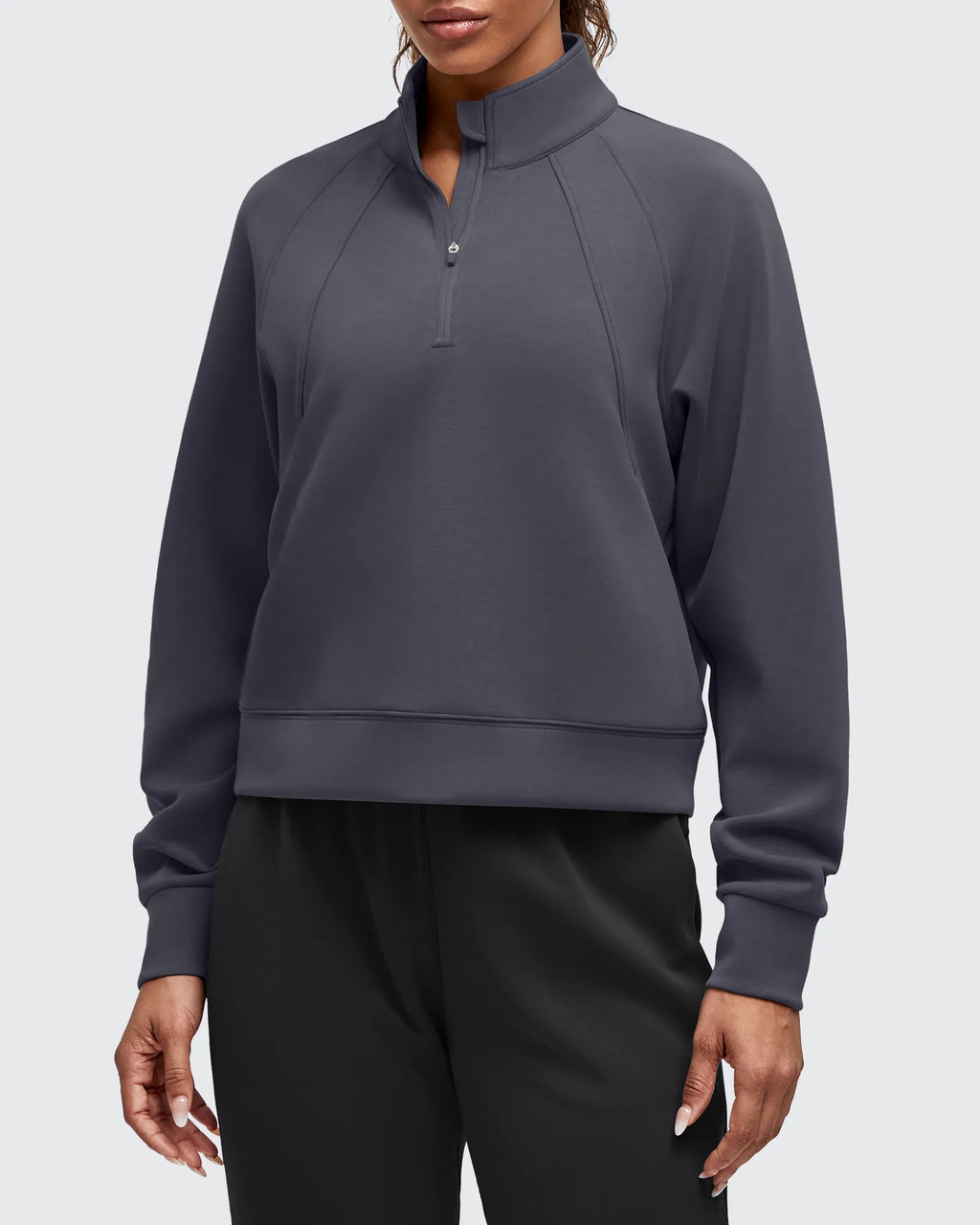 Smoofit Half-Zip Pullover Mock Neck Pockets Sweatshirts