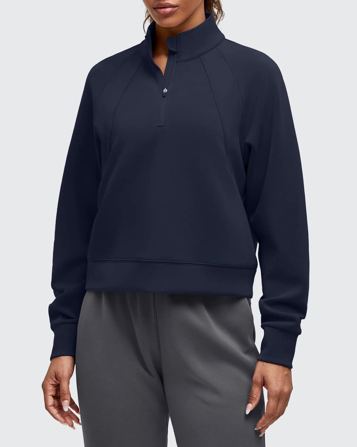 Smoofit Half-Zip Pullover Mock Neck Pockets Sweatshirts