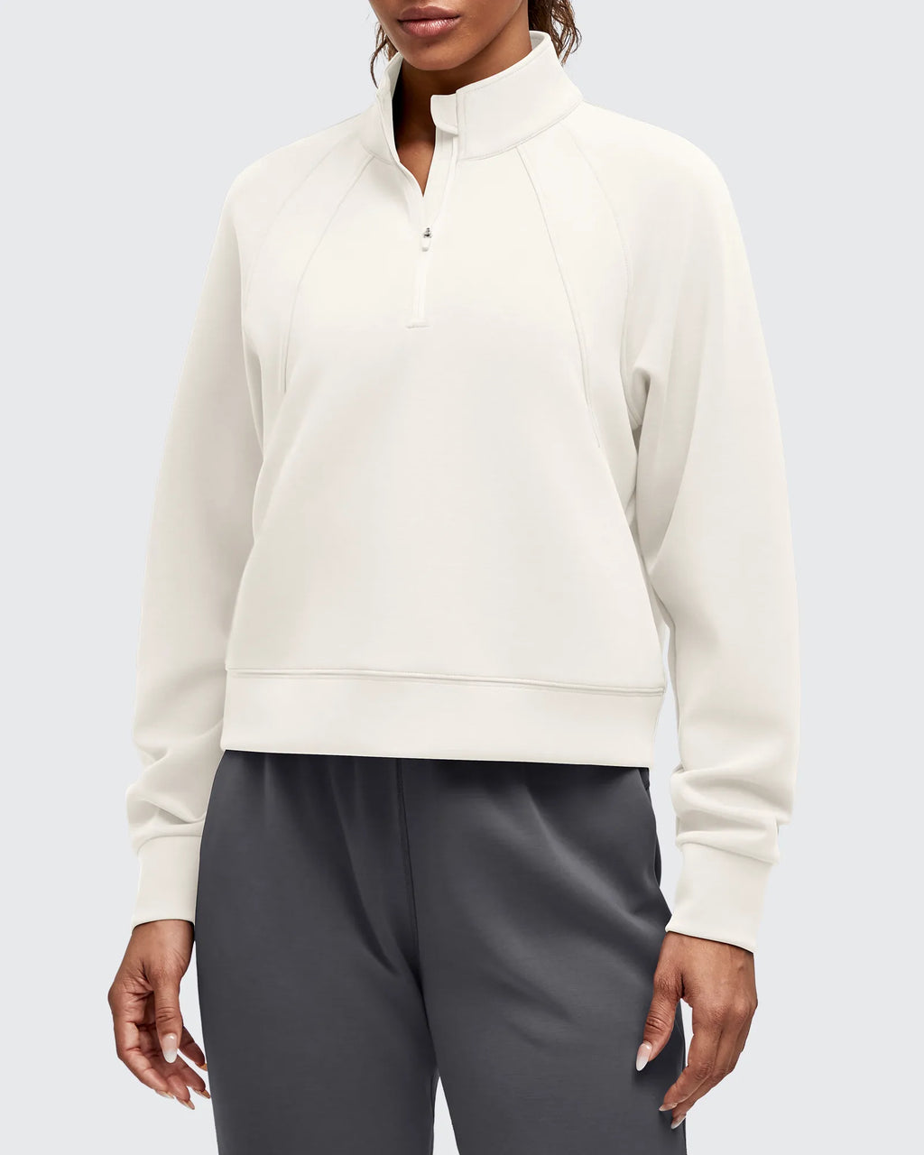Smoofit Half-Zip Pullover Mock Neck Pockets Sweatshirts