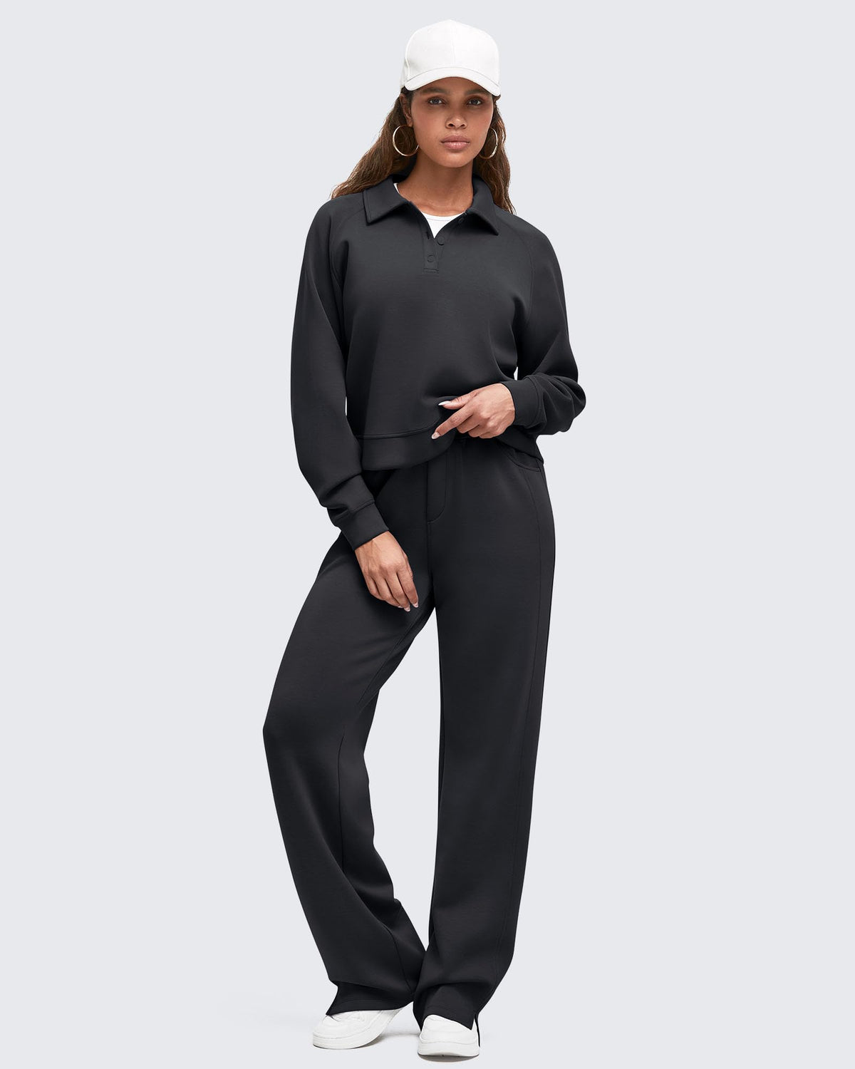 Smoofit High-Waist Side Slit Wide Leg Sweatpants