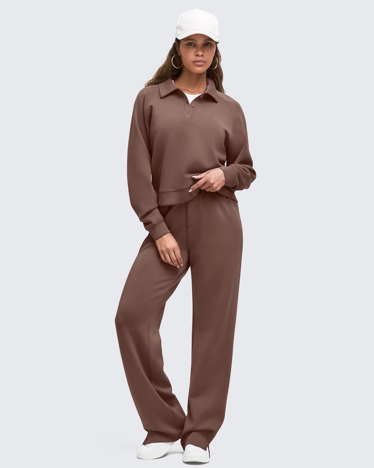 Smoofit High-Waist Side Slit Wide Leg Sweatpants