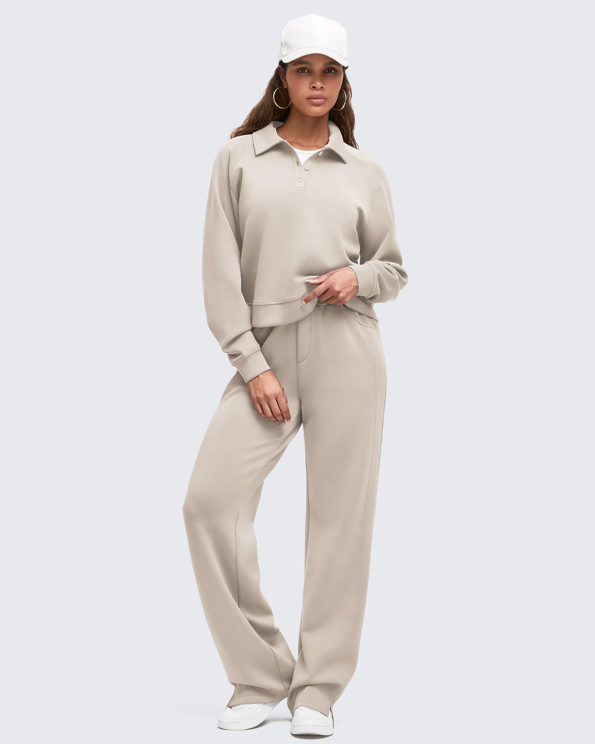 Smoofit High-Waist Side Slit Wide Leg Sweatpants