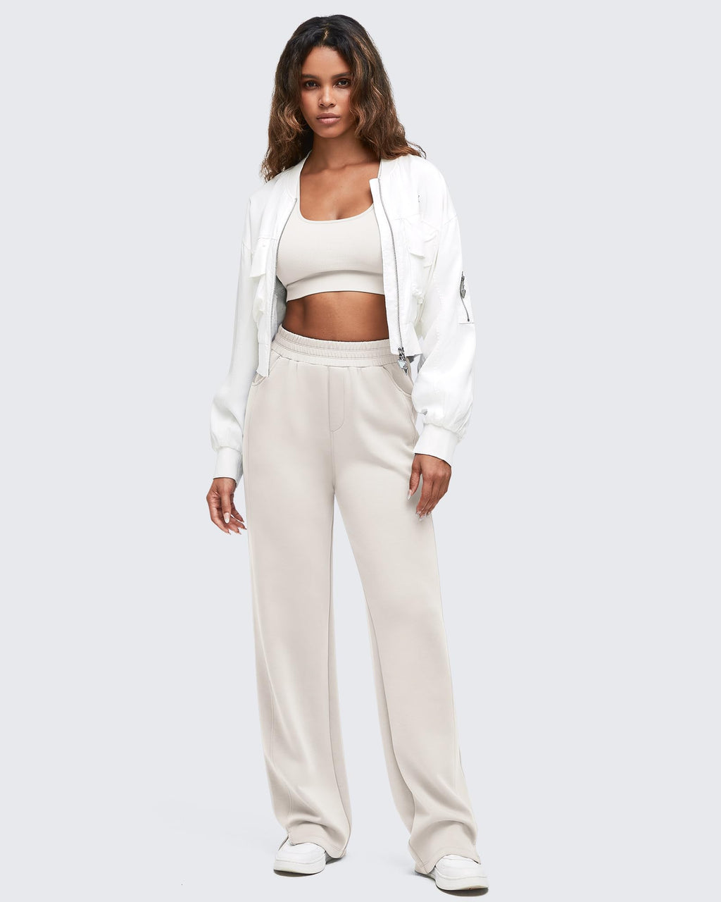Smoofit High-Waist Side Slit Wide Leg Sweatpants