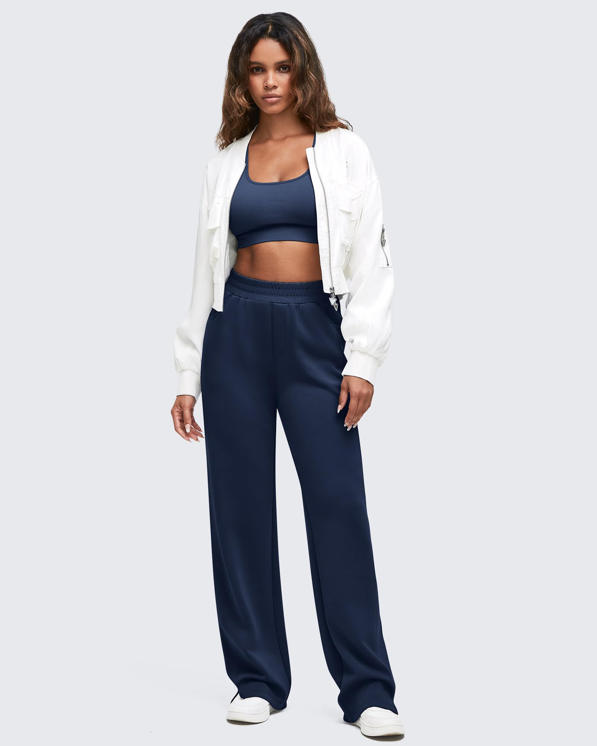 Smoofit High-Waist Side Slit Wide Leg Sweatpants