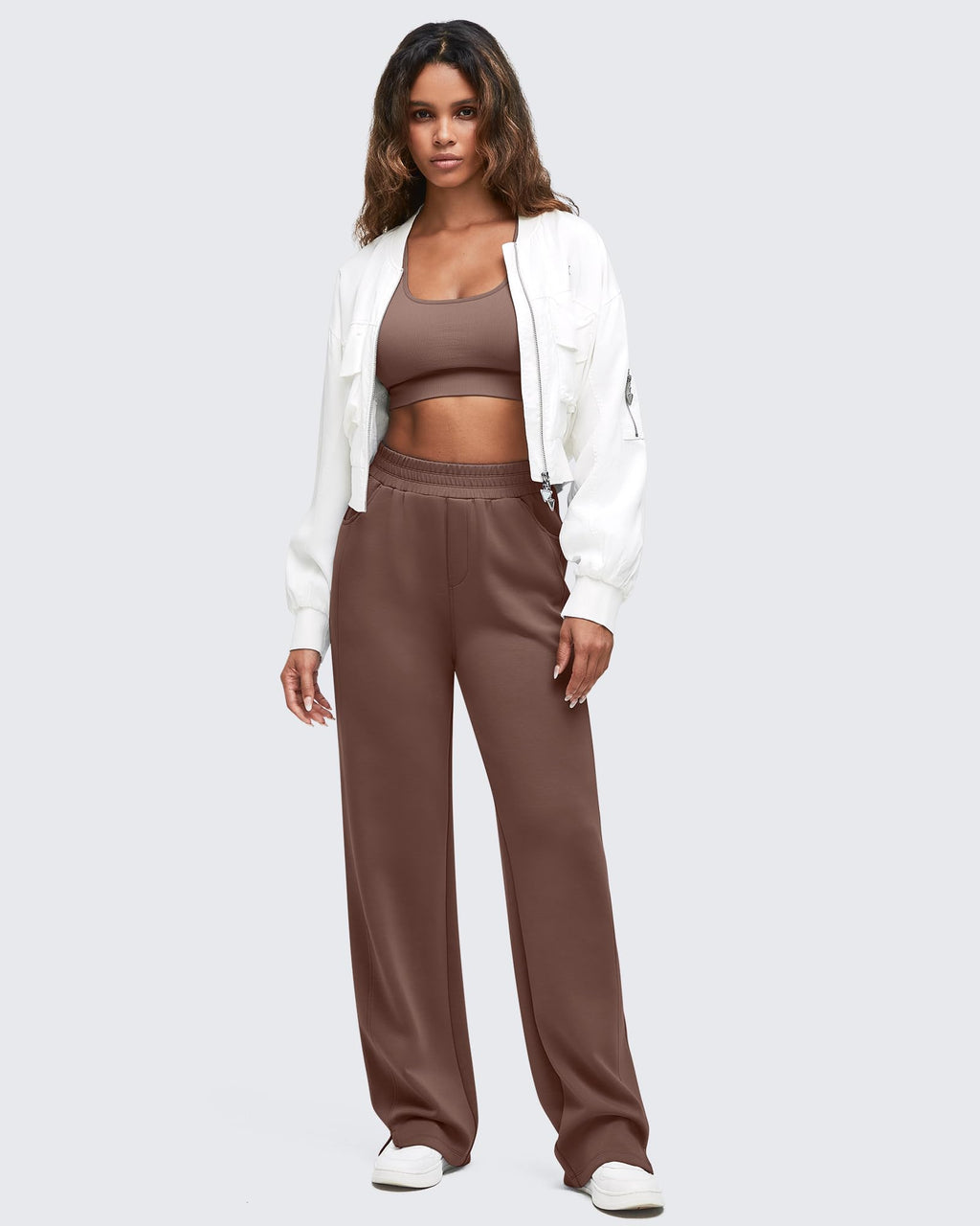 Smoofit High-Waist Side Slit Wide Leg Sweatpants