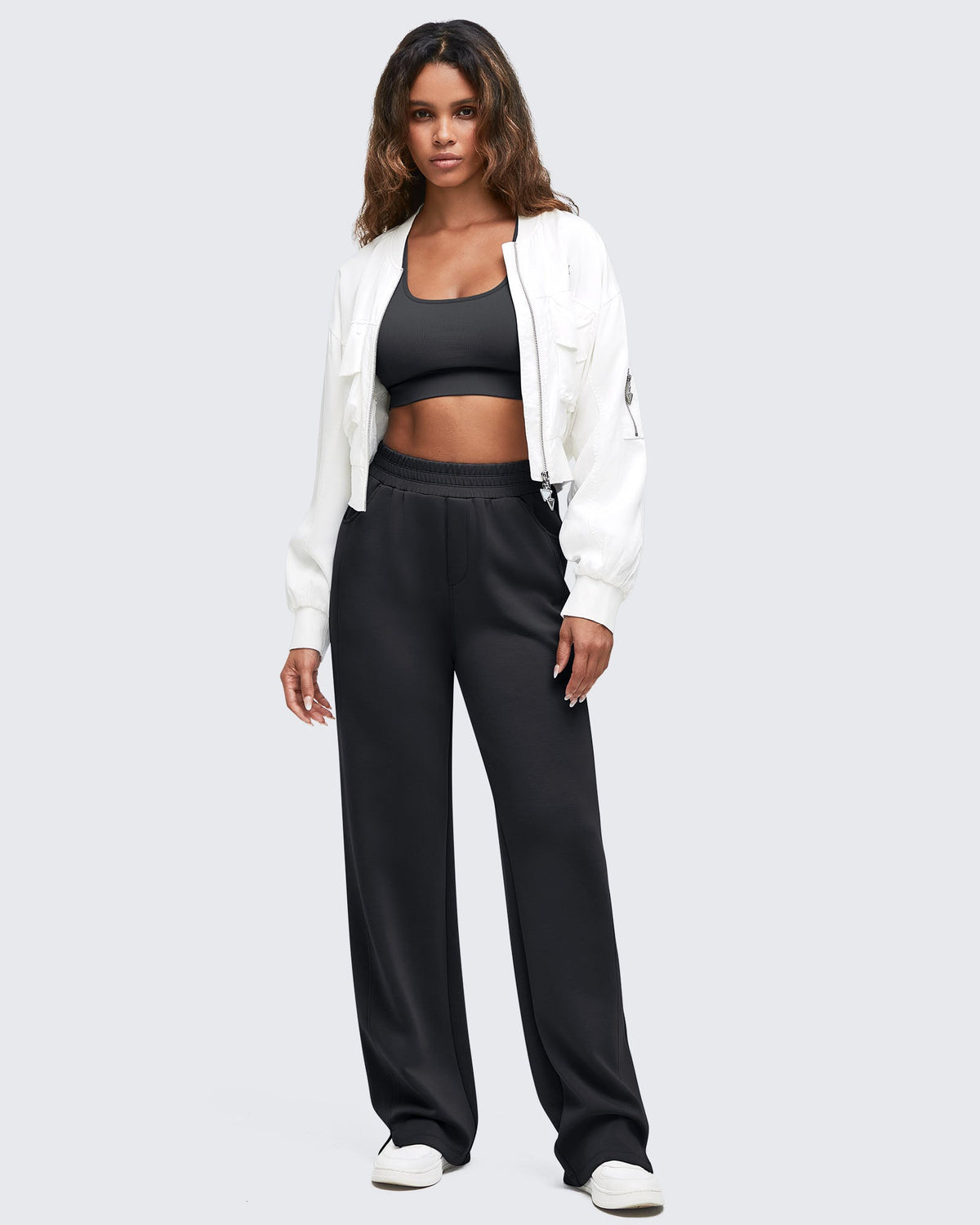 Smoofit High-Waist Side Slit Wide Leg Sweatpants