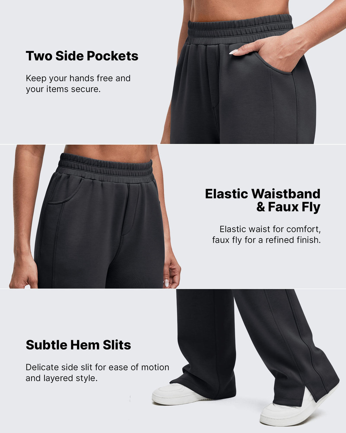 Smoofit High-Waist Side Slit Wide Leg Sweatpants