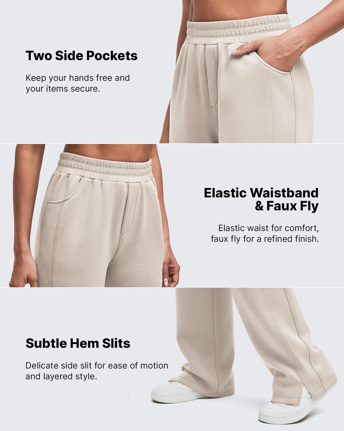 Smoofit High-Waist Side Slit Wide Leg Sweatpants