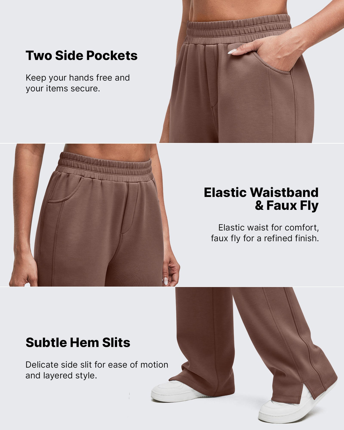 Smoofit High-Waist Side Slit Wide Leg Sweatpants