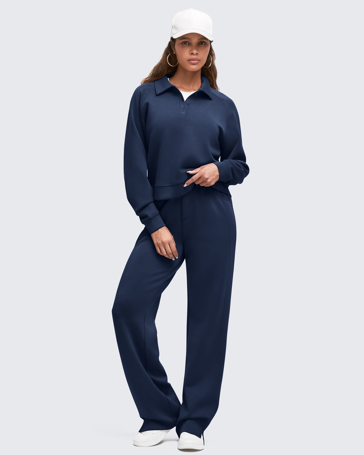 Smoofit High-Waist Side Slit Wide Leg Sweatpants