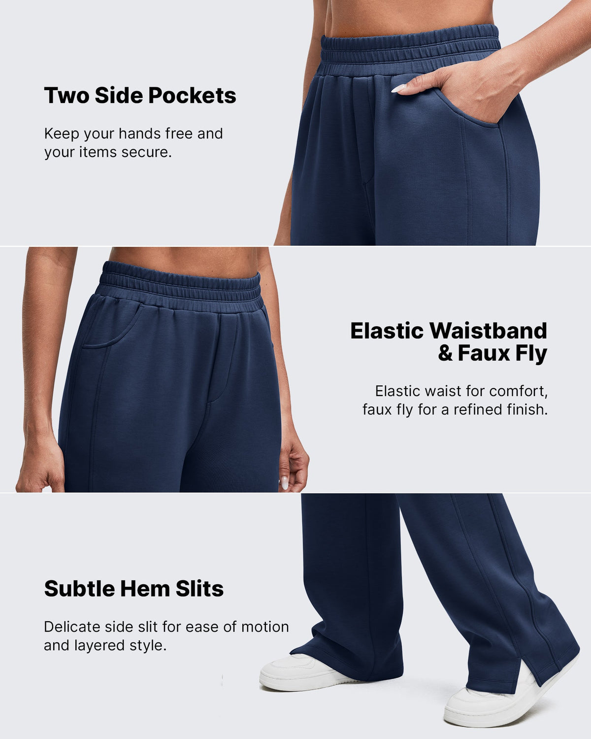 Smoofit High-Waist Side Slit Wide Leg Sweatpants