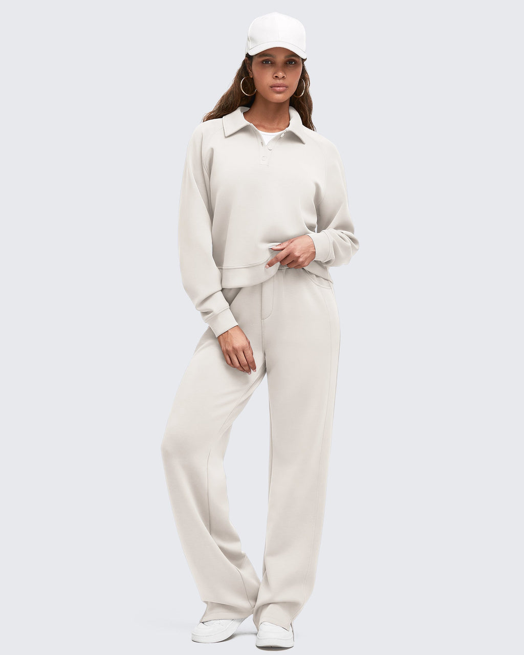 Smoofit High-Waist Side Slit Wide Leg Sweatpants