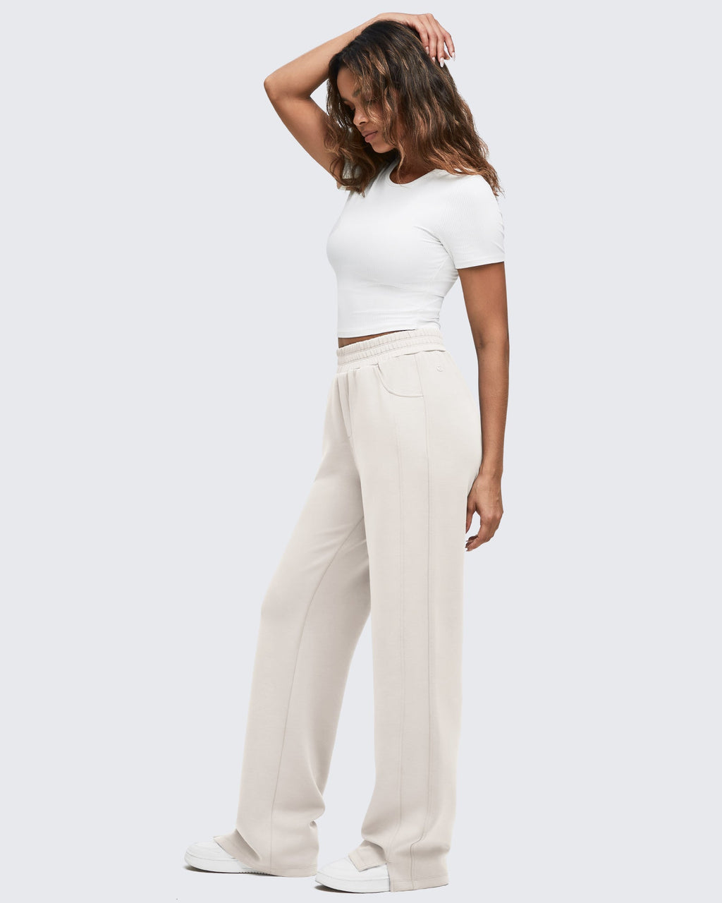 Smoofit High-Waist Side Slit Wide Leg Sweatpants