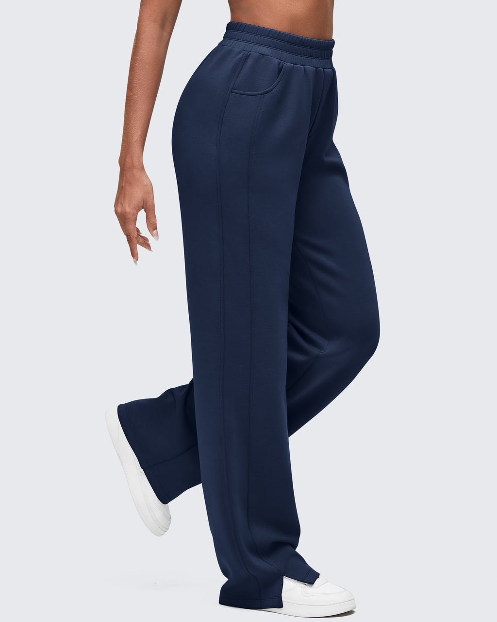 Smoofit High-Waist Side Slit Wide Leg Sweatpants