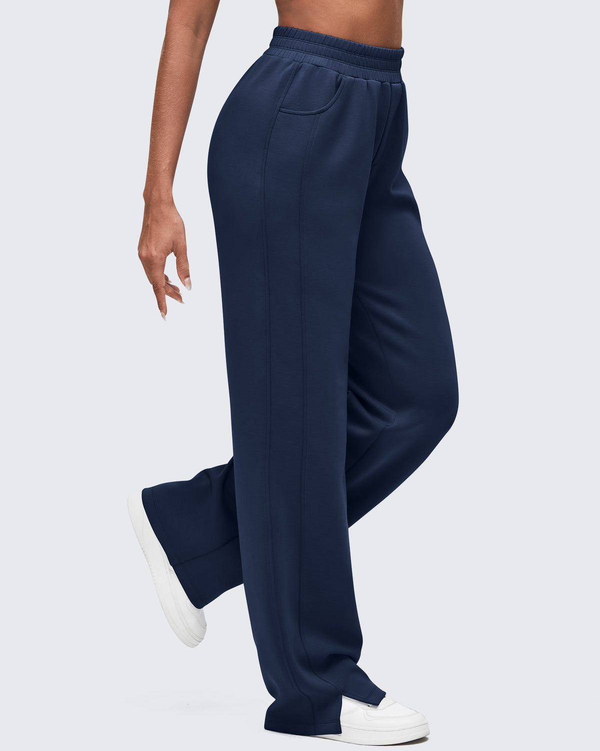 Smoofit High-Waist Side Slit Wide Leg Sweatpants