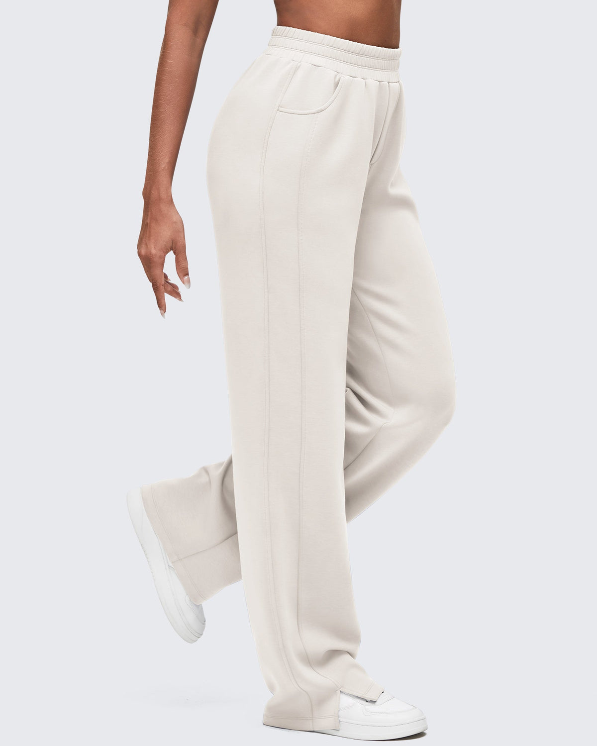 Smoofit High-Waist Side Slit Wide Leg Sweatpants
