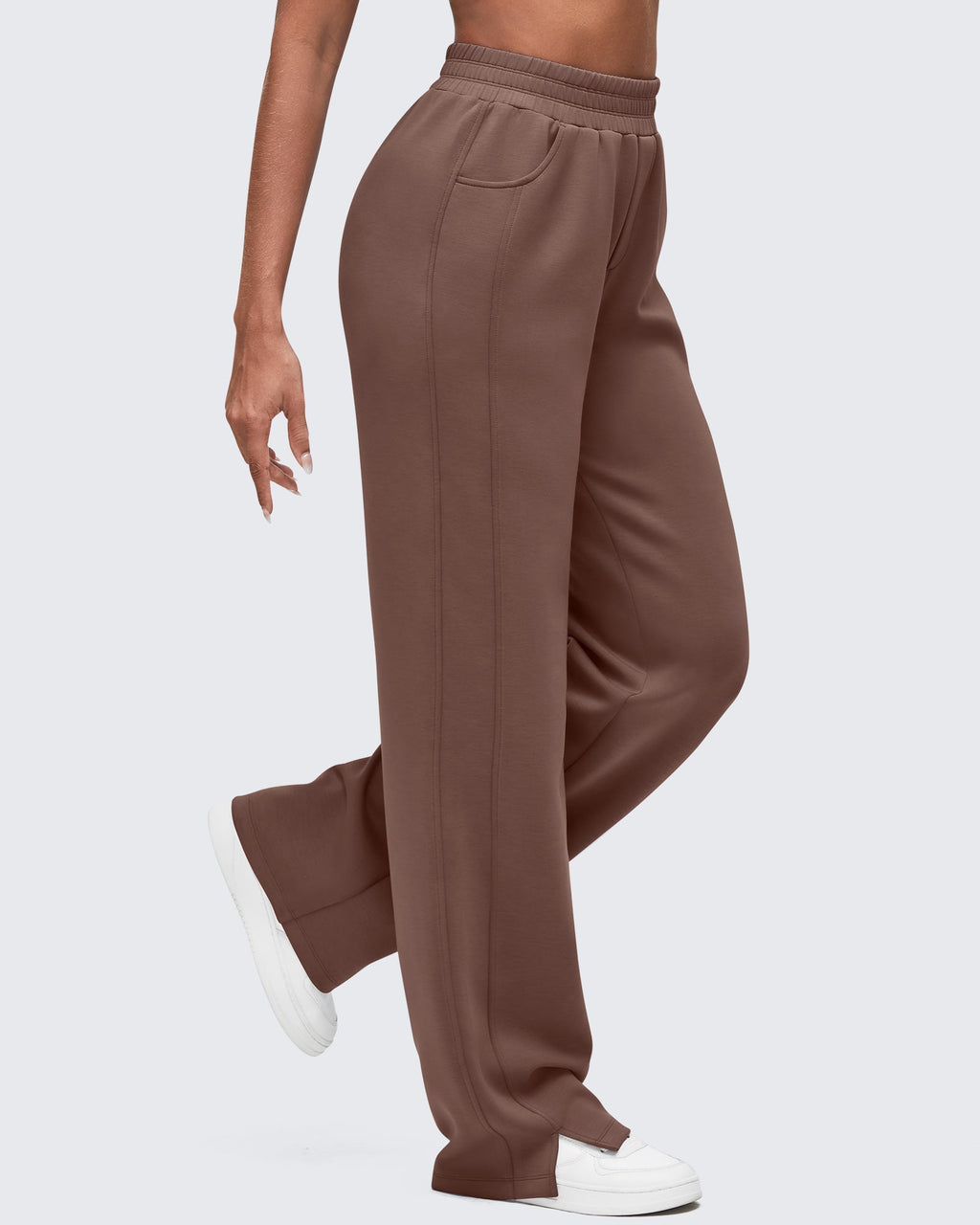 Smoofit High-Waist Side Slit Wide Leg Sweatpants