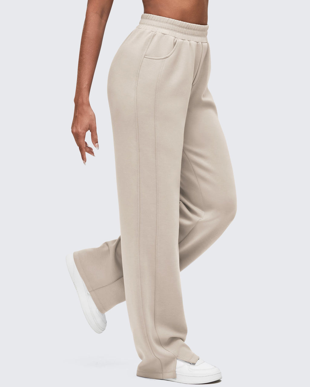 Smoofit High-Waist Side Slit Wide Leg Sweatpants