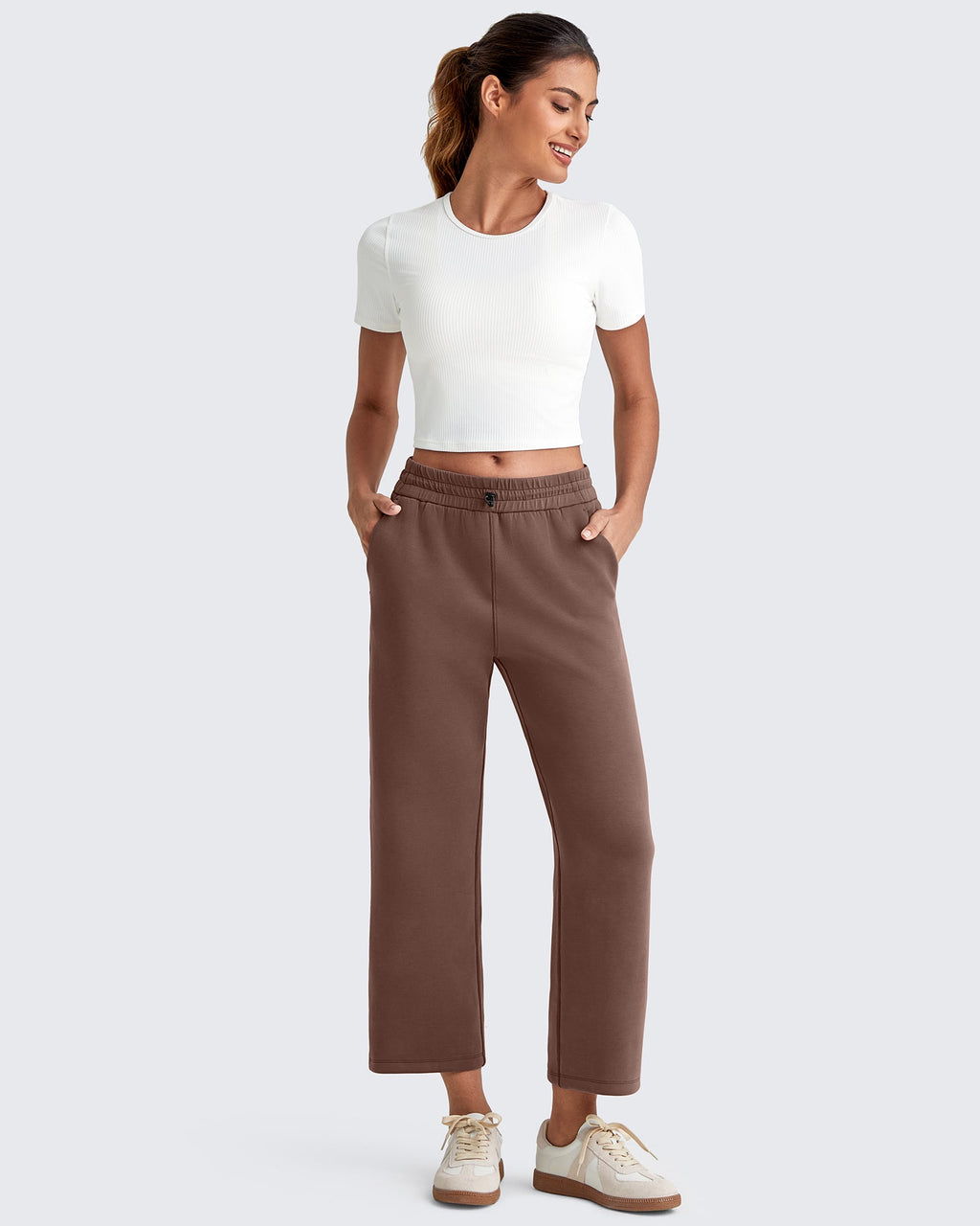 Smoofit High Waist Wide Leg Capris Pants 19''