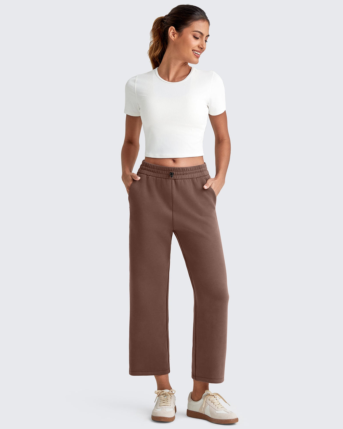 Smoofit High Waist Wide Leg Capris Pants 19''