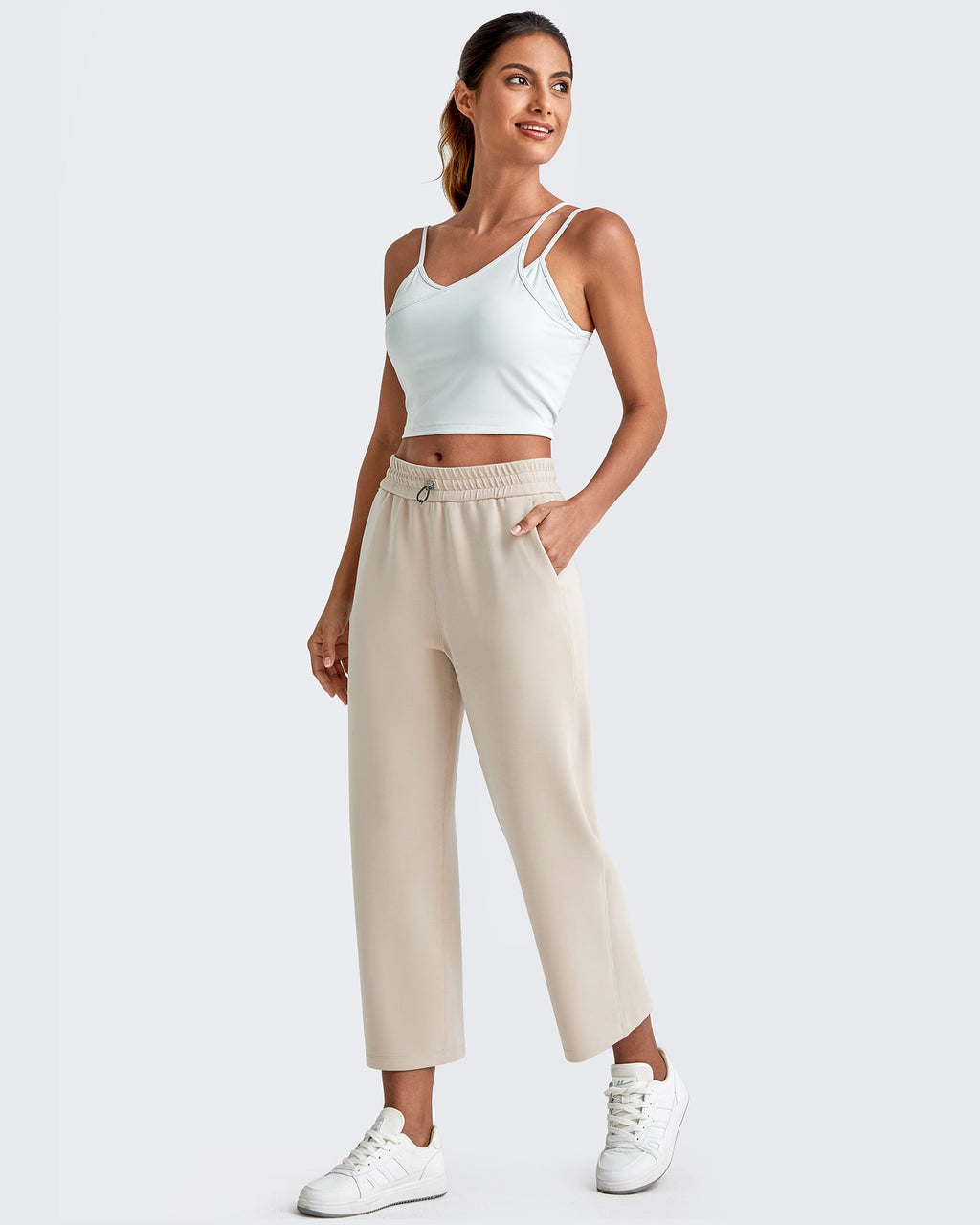 Smoofit High Waist Wide Leg Capris Pants 19''