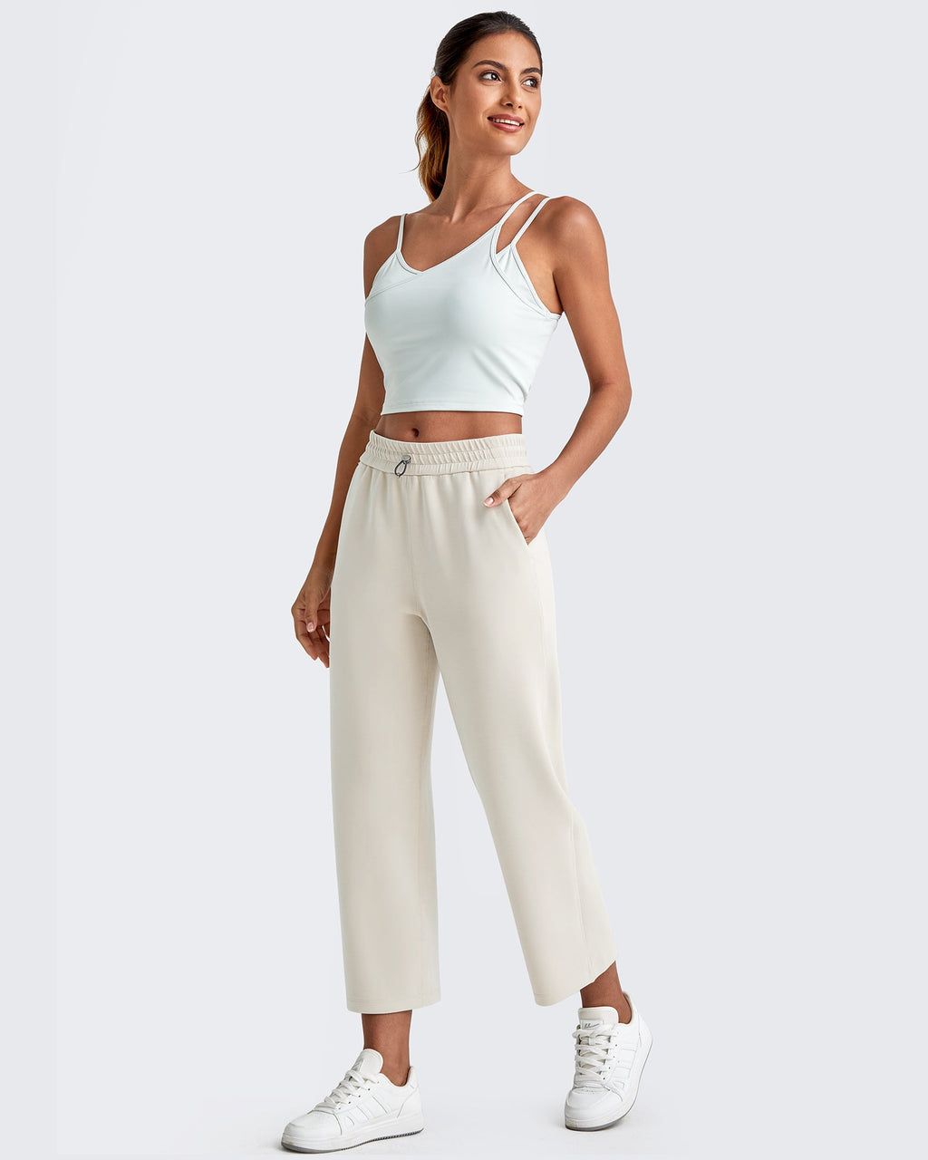 Smoofit High Waist Wide Leg Capris Pants 19''