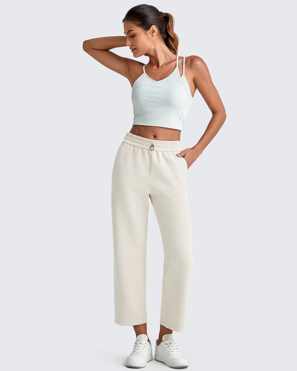 Smoofit High Waist Wide Leg Capris Pants 19''