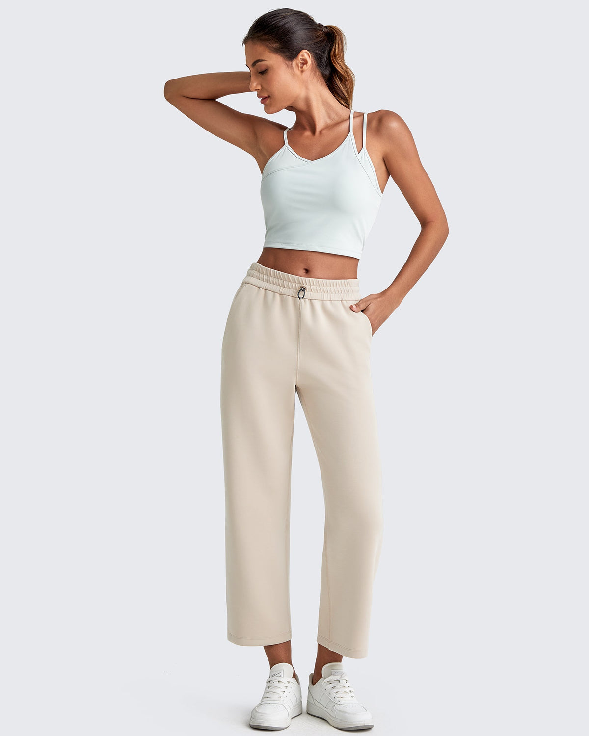Smoofit High Waist Wide Leg Capris Pants 19''