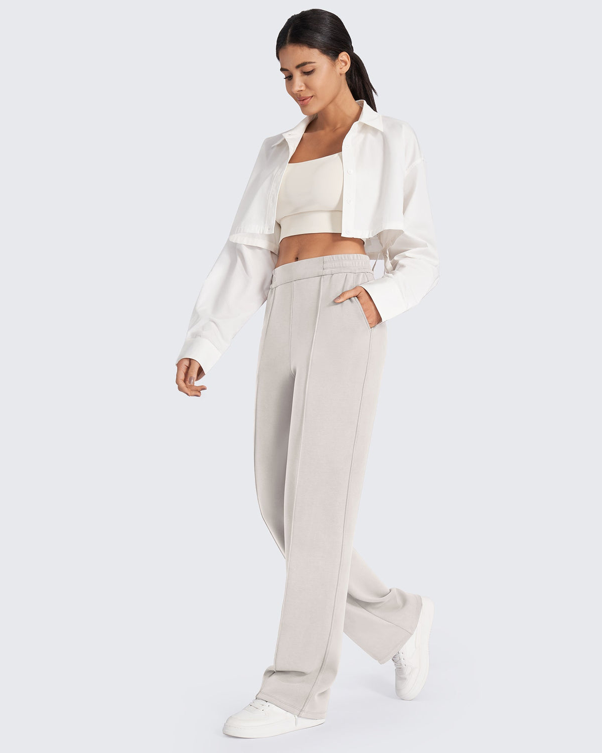 Smoofit Loose High-Rise Elastic Dressy Pants Petite