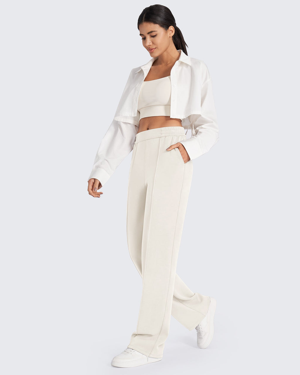 Smoofit Loose High-Rise Elastic Dressy Pants Petite