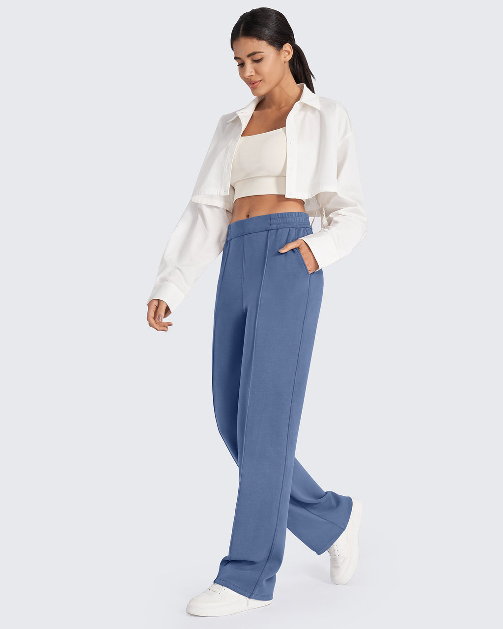 Smoofit Loose High-Rise Elastic Dressy Pants Petite