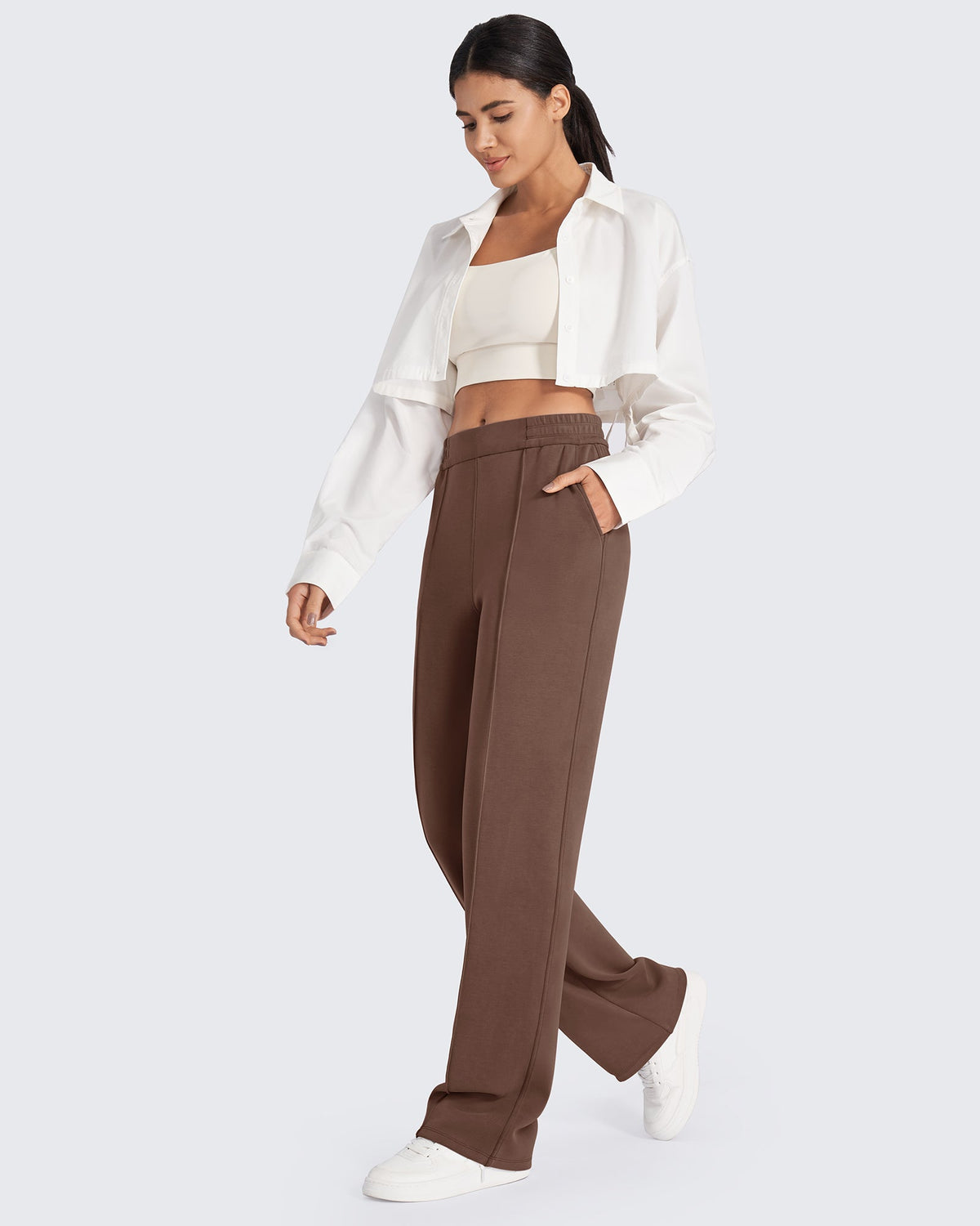 Smoofit Loose High-Rise Elastic Dressy Pants Petite