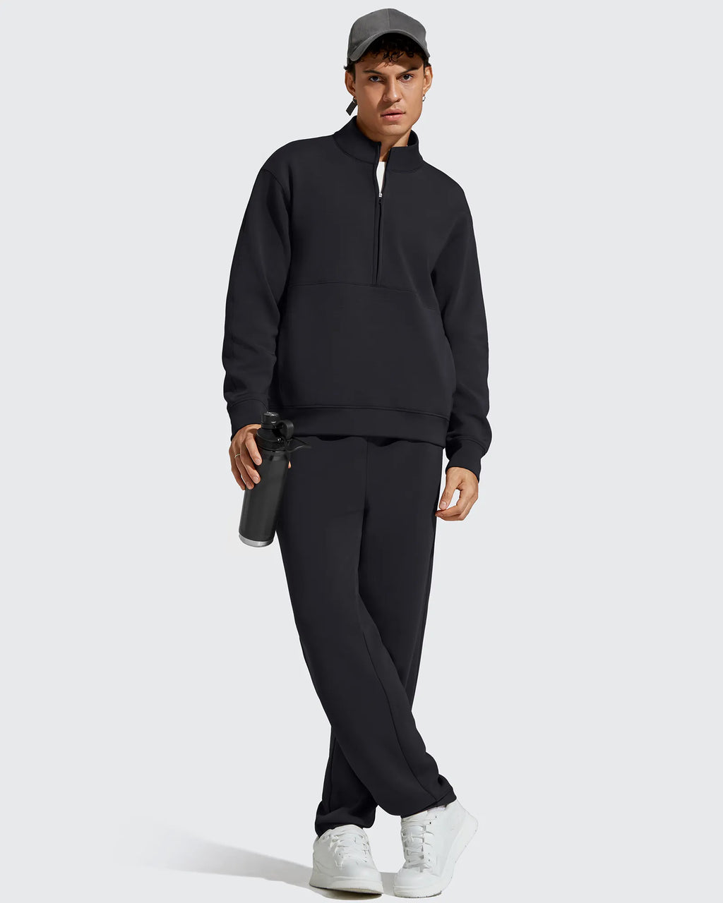 Smoofit Men's Fleece Half Zip Pockets Mock Neck Sweatshirts
