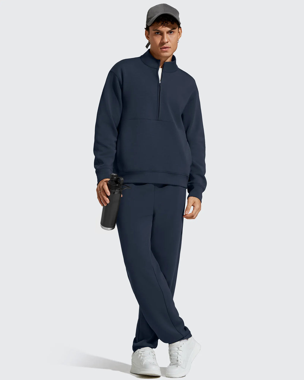 Smoofit Men's Fleece Half Zip Pockets Mock Neck Sweatshirts