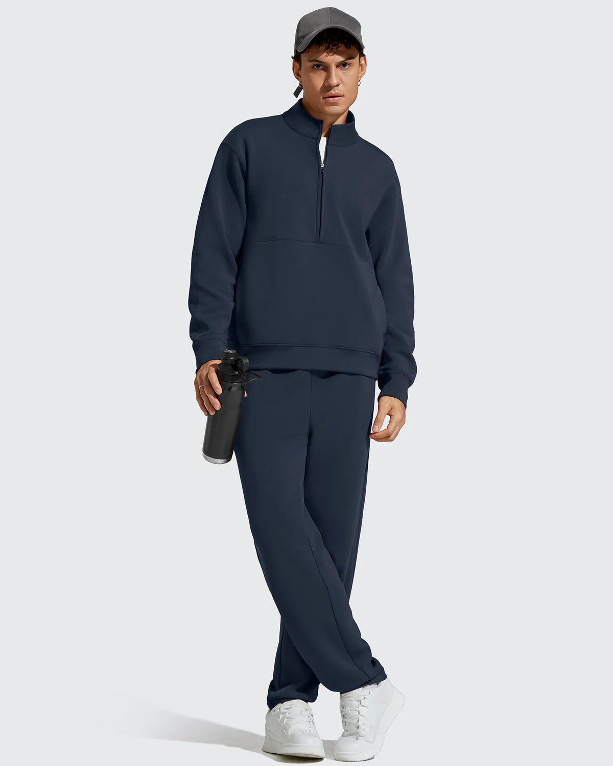 Smoofit Men's Fleece Half Zip Pockets Mock Neck Sweatshirts