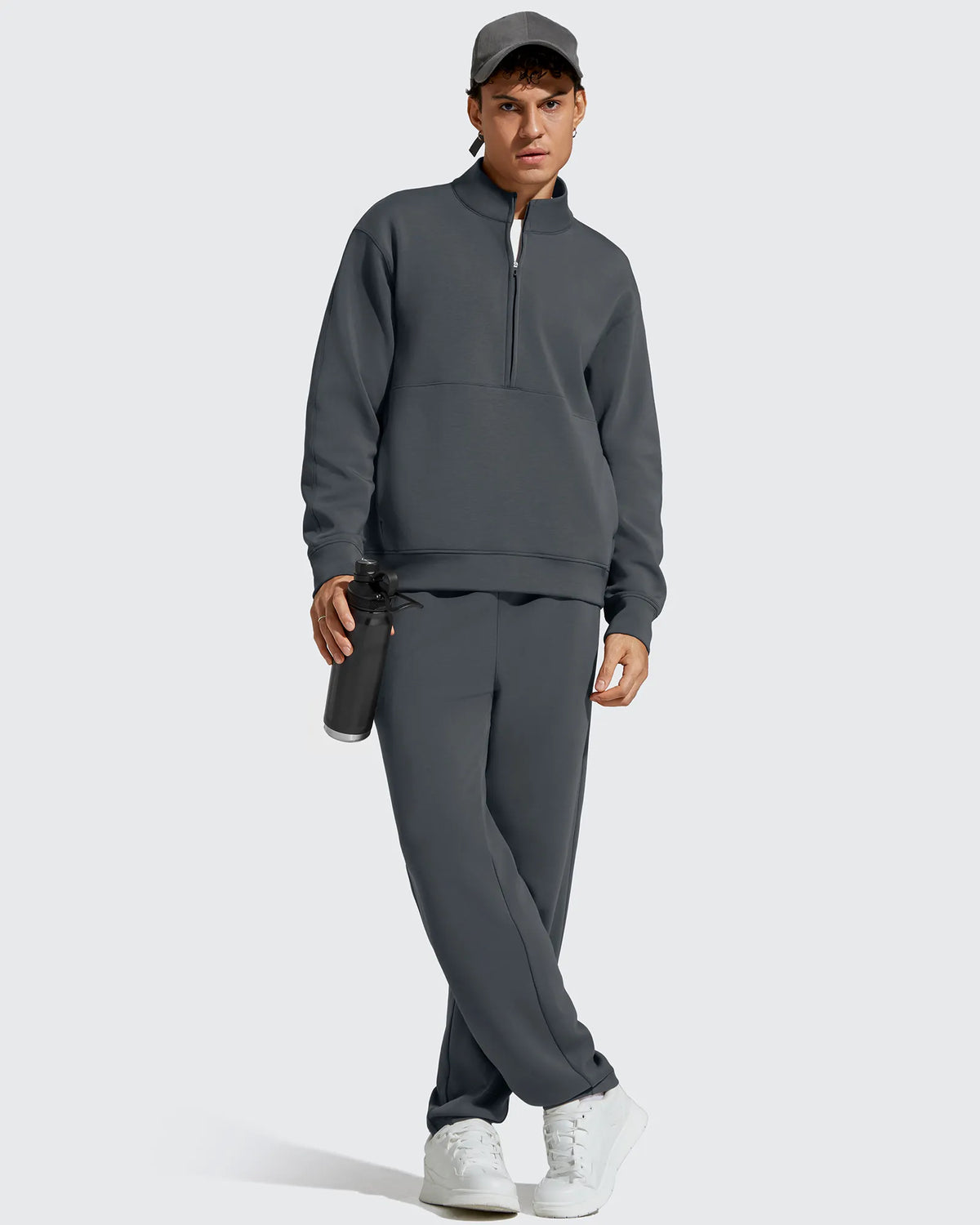 Smoofit Men's Fleece Half Zip Pockets Mock Neck Sweatshirts