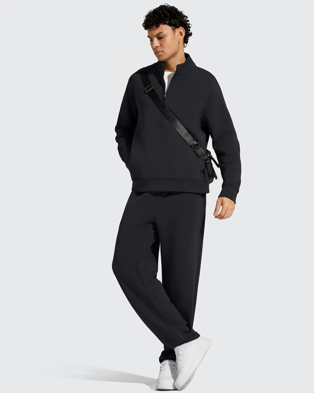 Smoofit Men's Fleece Half Zip Pockets Mock Neck Sweatshirts