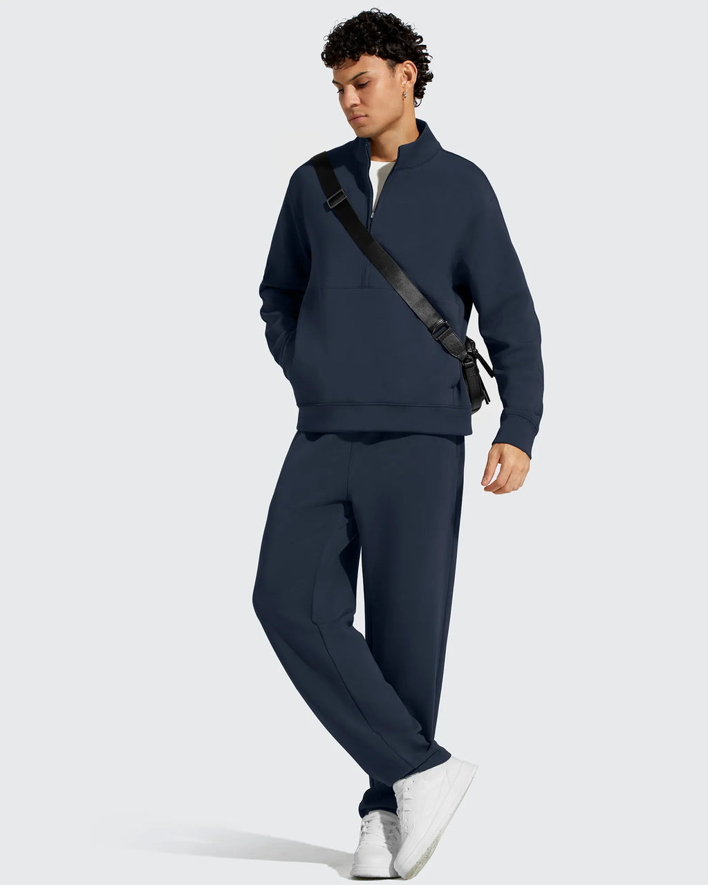Smoofit Men's Fleece Half Zip Pockets Mock Neck Sweatshirts