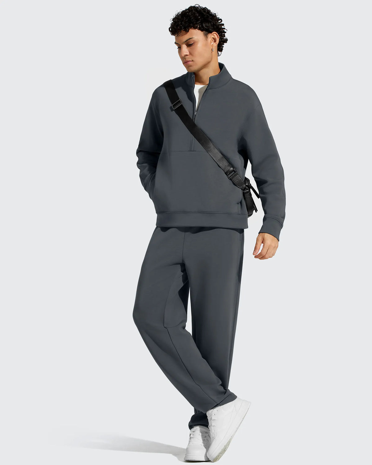 Smoofit Men's Fleece Half Zip Pockets Mock Neck Sweatshirts