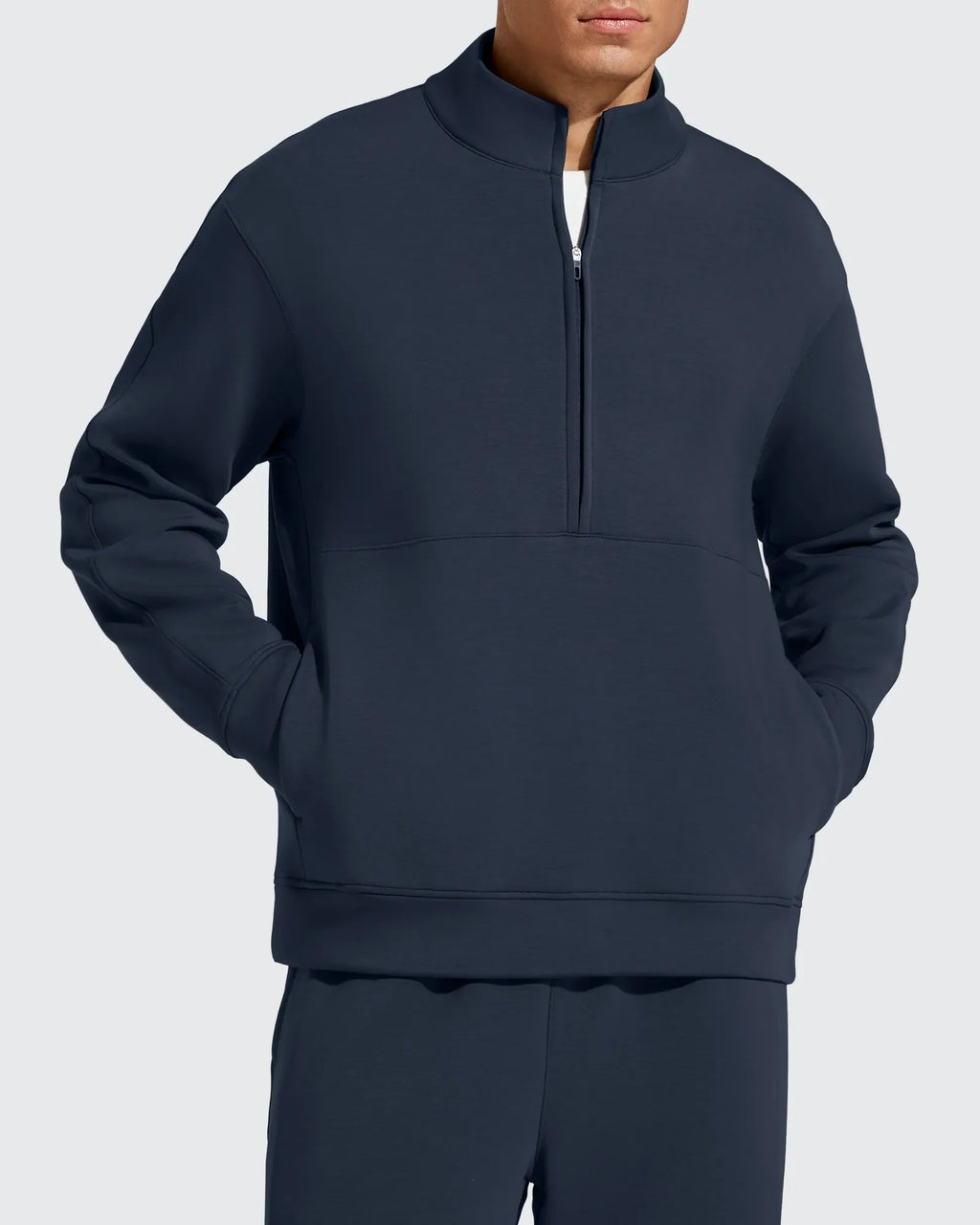 Smoofit Men's Fleece Half Zip Pockets Mock Neck Sweatshirts